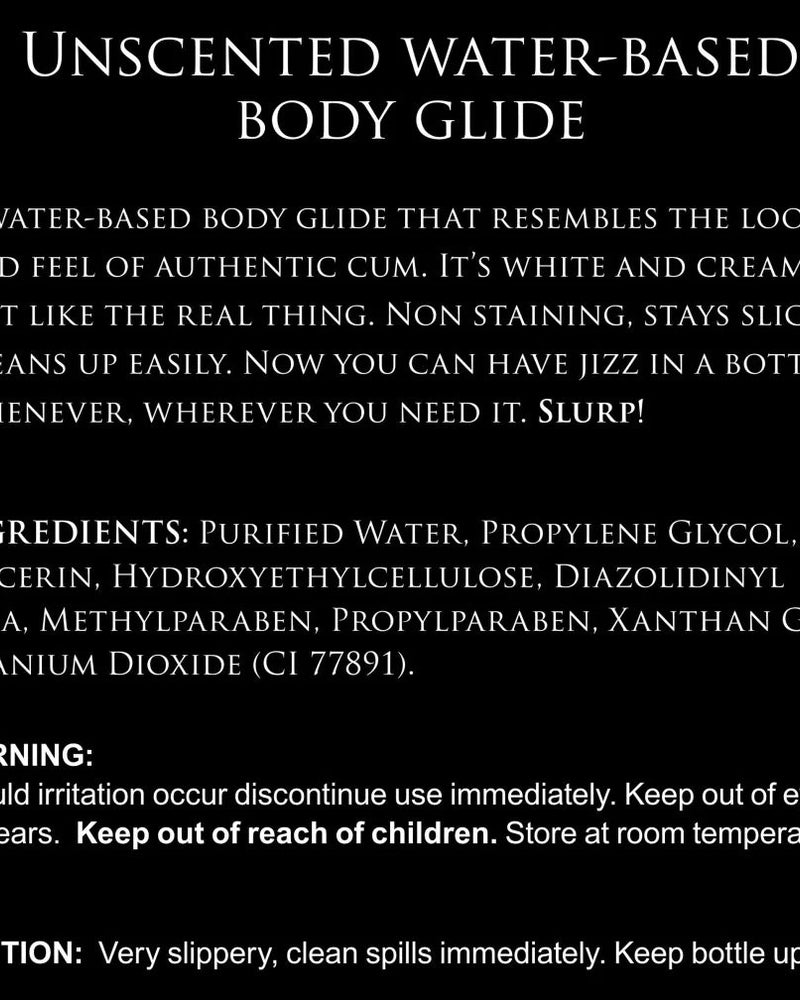 Master Series Jizz Unscented Water-Based Body Glide - 16 Oz