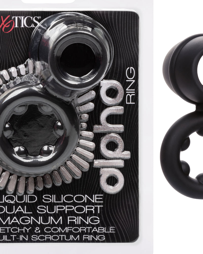 "Alpha Liquid Silicone Dual Support Magnum Ring - Black SE1492502"