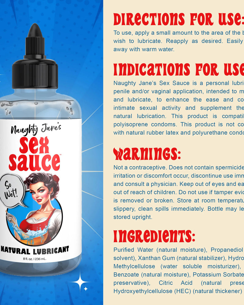 "Naughty Jane's Sex Sauce Natural Lubricant 8oz NJ-AH396-8OZ"