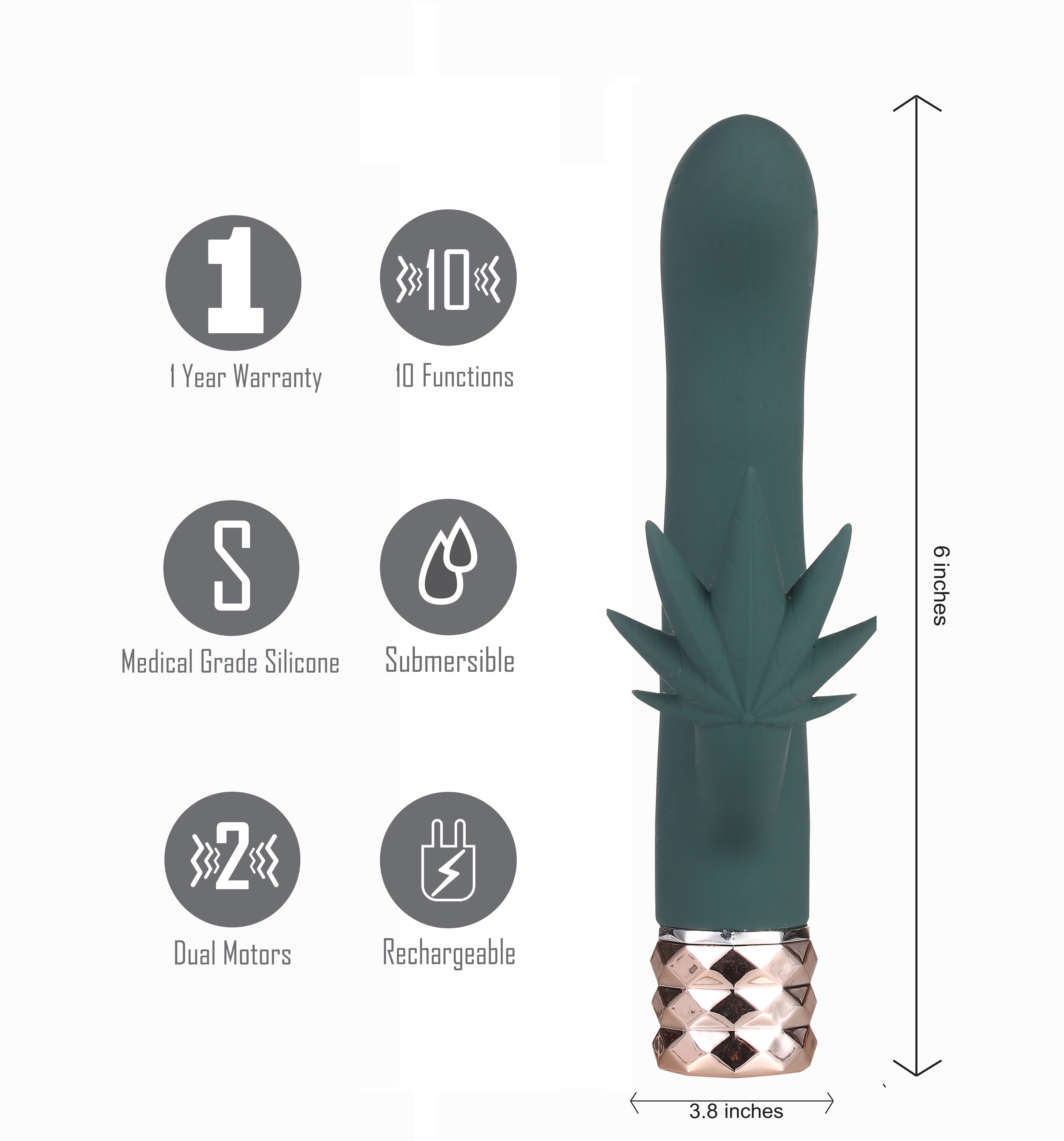 "Kusha 420 Series Crystal Gems G-Spot Vibrator - Green MTMA1608"