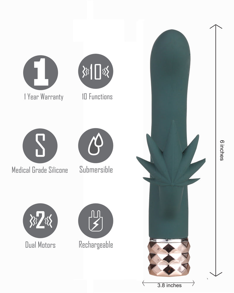 "Kusha 420 Series Crystal Gems G-Spot Vibrator - Green MTMA1608"