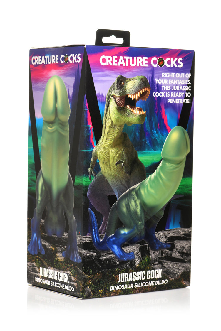 "Jurassic Cock Dinosaur Silicone Dildo - Green/blue CC-AH392-GRN"