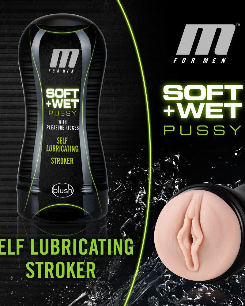 "M for Men - Soft and Wet - Pussy With Pleasure Ridges - Self Lubricating Stroker Cup - Vanilla BL-84013"