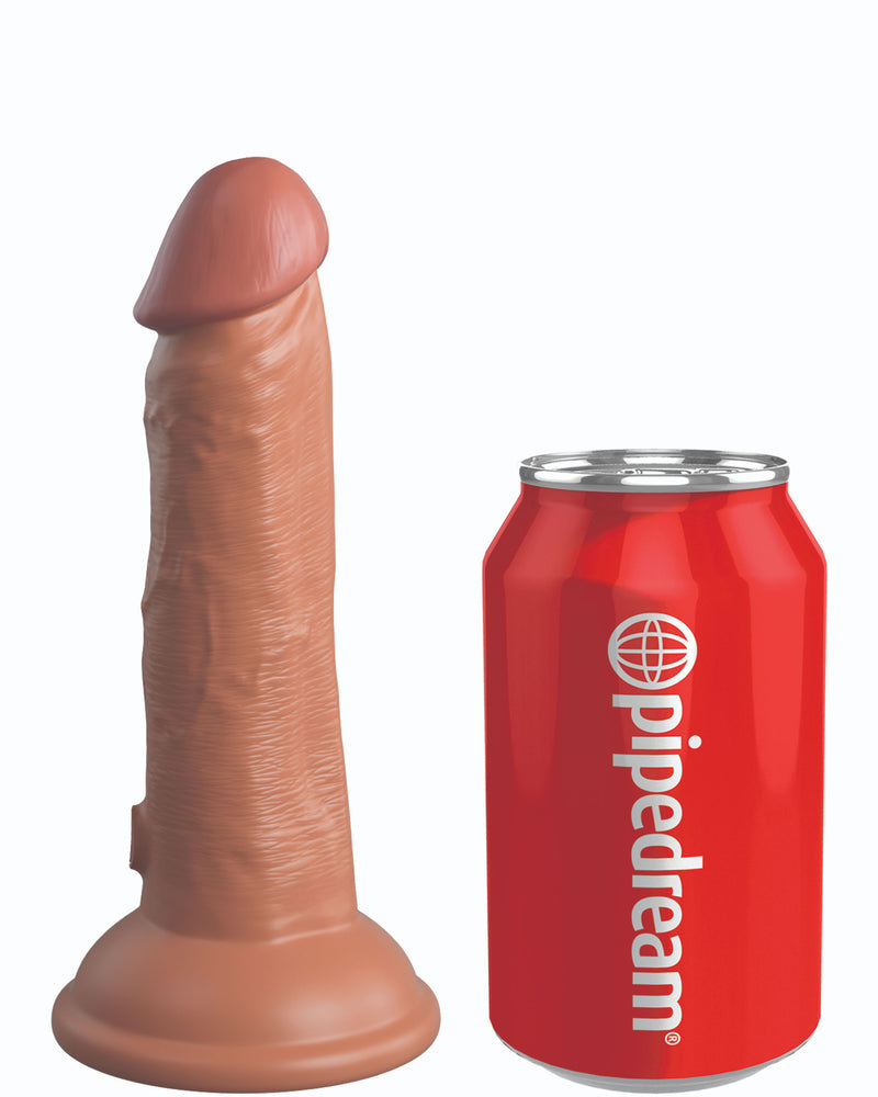 "King Cock Elite 6 Inch Vibrating Silicone Dual Silicone Dual Density Cock - Tan PD5776-22"