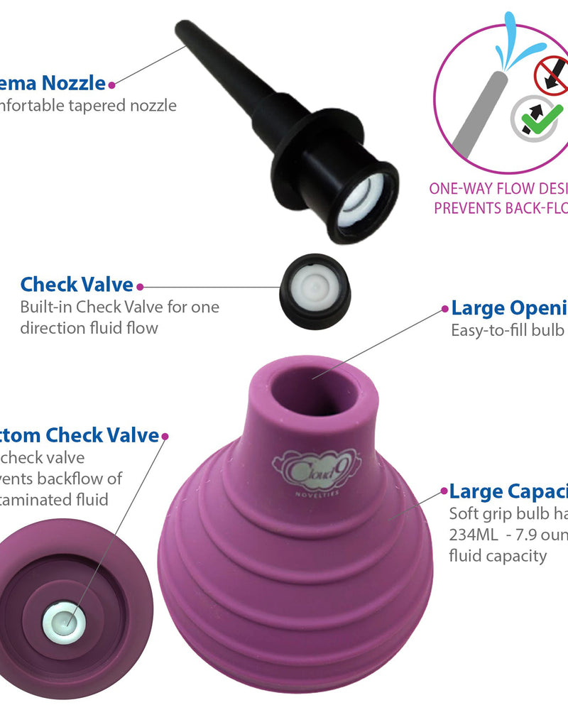 "Health and Wellness Deluxe Enema Douche Non- Backflow One-Way Valve - 7.9 Fl. Oz. - Plum WTC924"