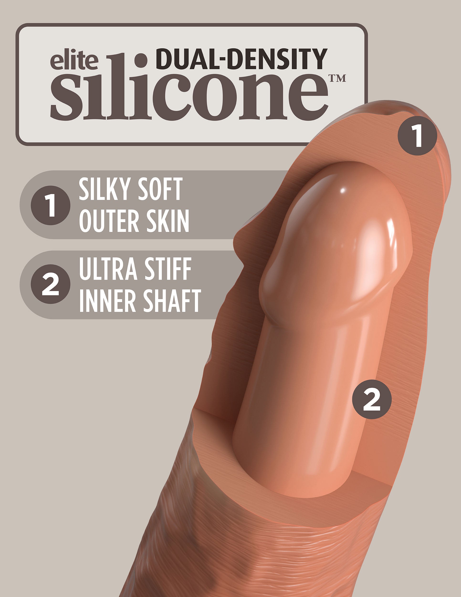 "King Cock Elite 8 Inch Silicone Dual Density Cock - Tan PD5772-22"