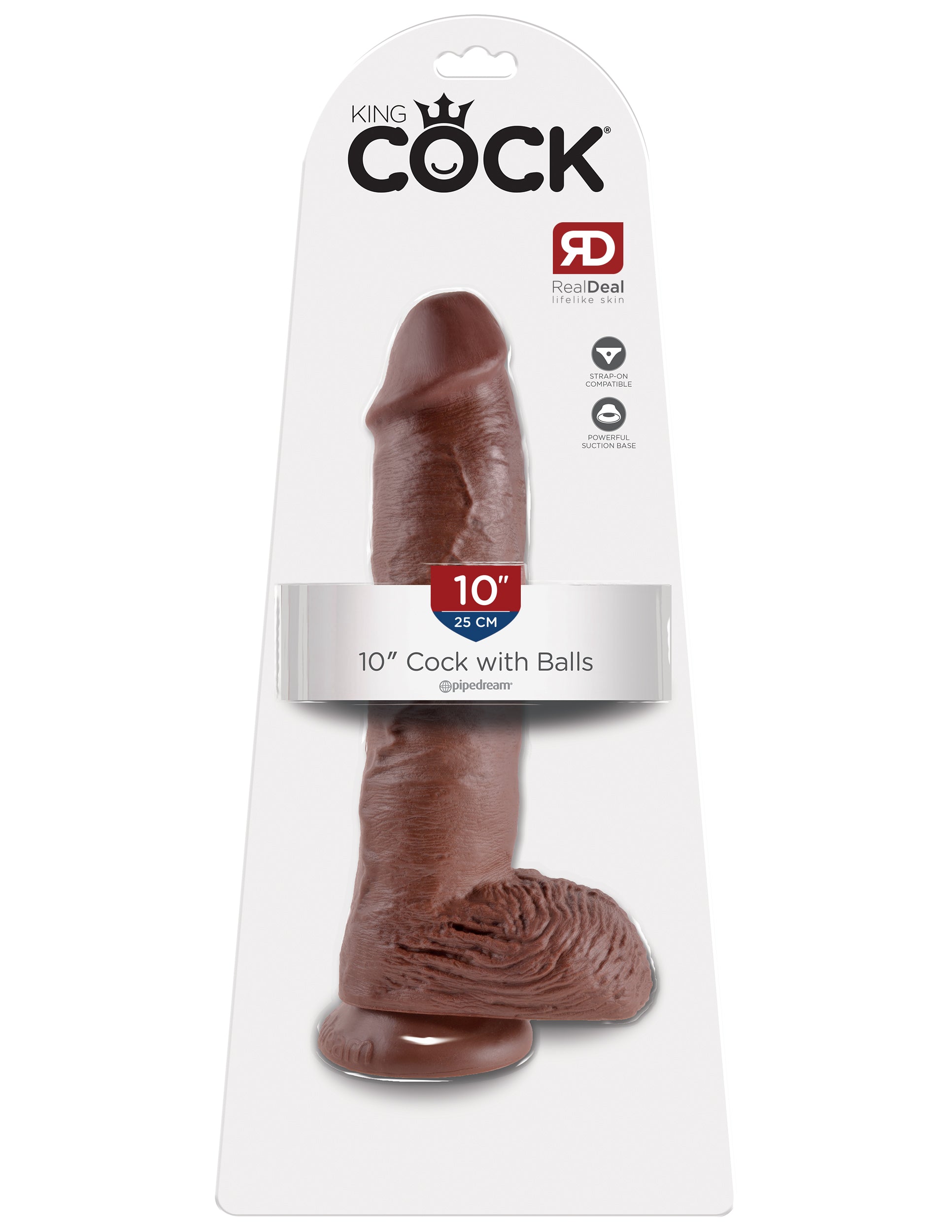 King Cock 10-Inch Cock With Balls - Brown