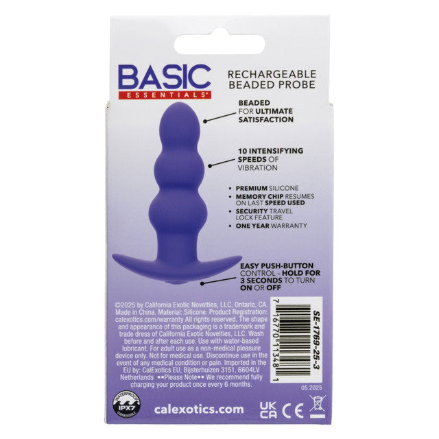 Basic Essentials Rechargeable Beaded Probe - Purple