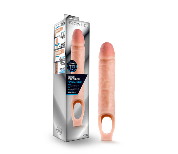 "Performance - 10 Inch Cock Sheath Penis Extender - Vanilla BL-26593"