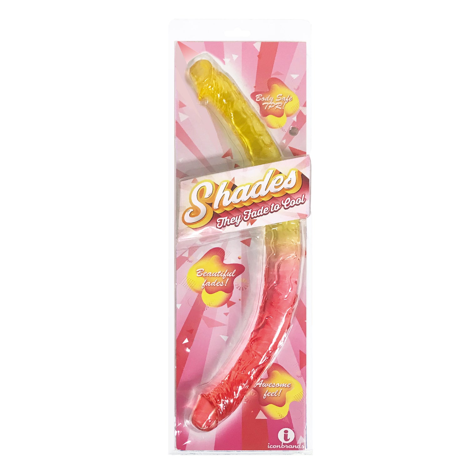 "Shades - 17 Inch Double Dong - Pink and Yellow IC1306"