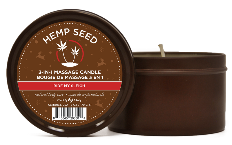 "Hemp Seed 3-in-1 Massage Candle Ride My Sleigh 6oz/ 170 G EB-HSCH021C"