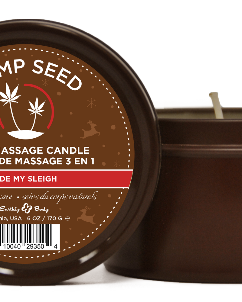 "Hemp Seed 3-in-1 Massage Candle Ride My Sleigh 6oz/ 170 G EB-HSCH021C"