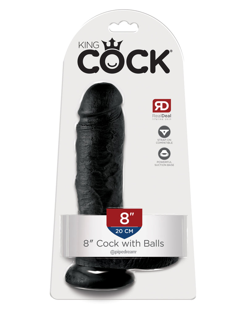 King Cock 8-Inch Cock With Balls - Black
