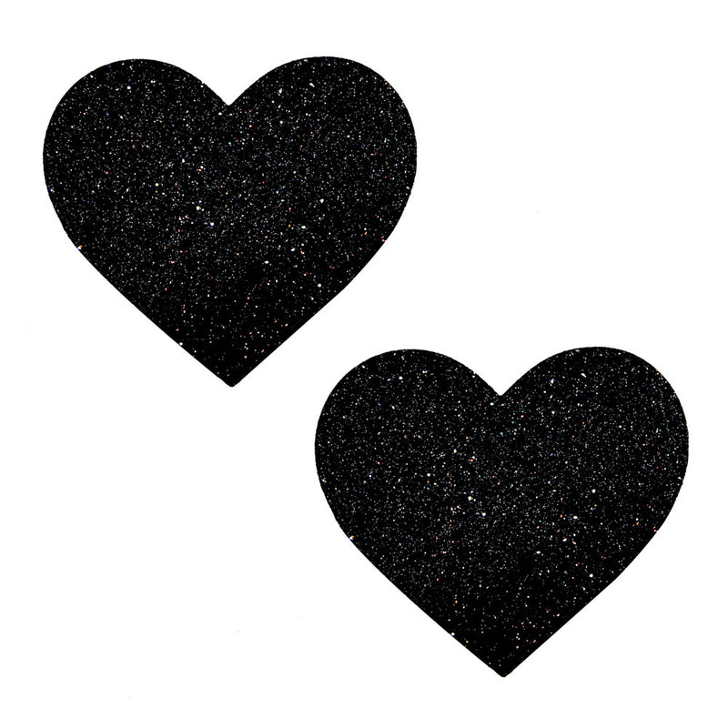 "Black Malice Glitter I Heart U Nipztix Pasties NN-BM-HRT-NS"