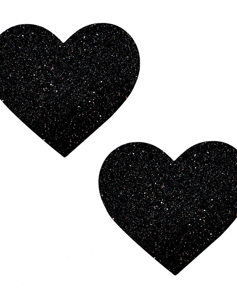 "Black Malice Glitter I Heart U Nipztix Pasties NN-BM-HRT-NS"