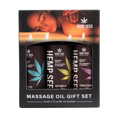 "Hemp Seed Massage Oil Valentine Gift Set - 3 Pack - 2oz Bottles EB-MASGV225"