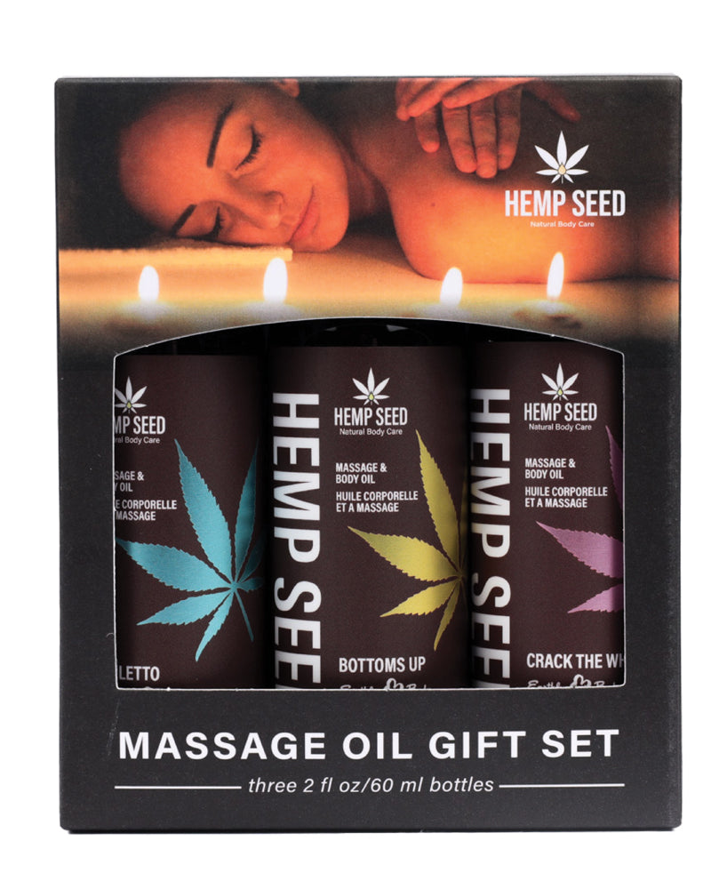 "Hemp Seed Massage Oil Valentine Gift Set - 3 Pack - 2oz Bottles EB-MASGV225"