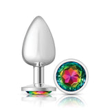 "Cheeky Charms-Silver Metal Butt Plug- Round-Rainbow-Large VB-CC9119"