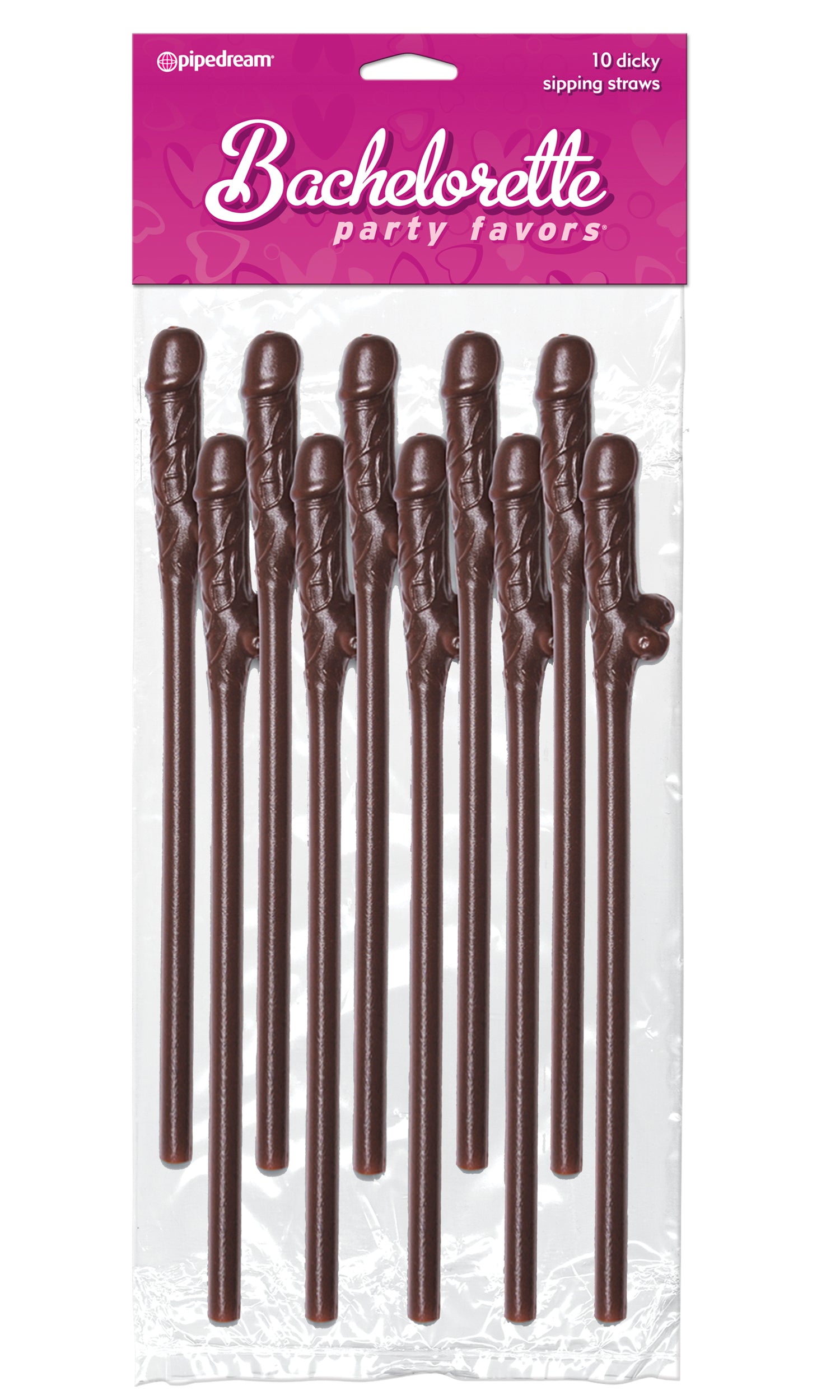 "Bachelorette Party Favors 10 Dicky Sipping Straws Brown PD6203-04"