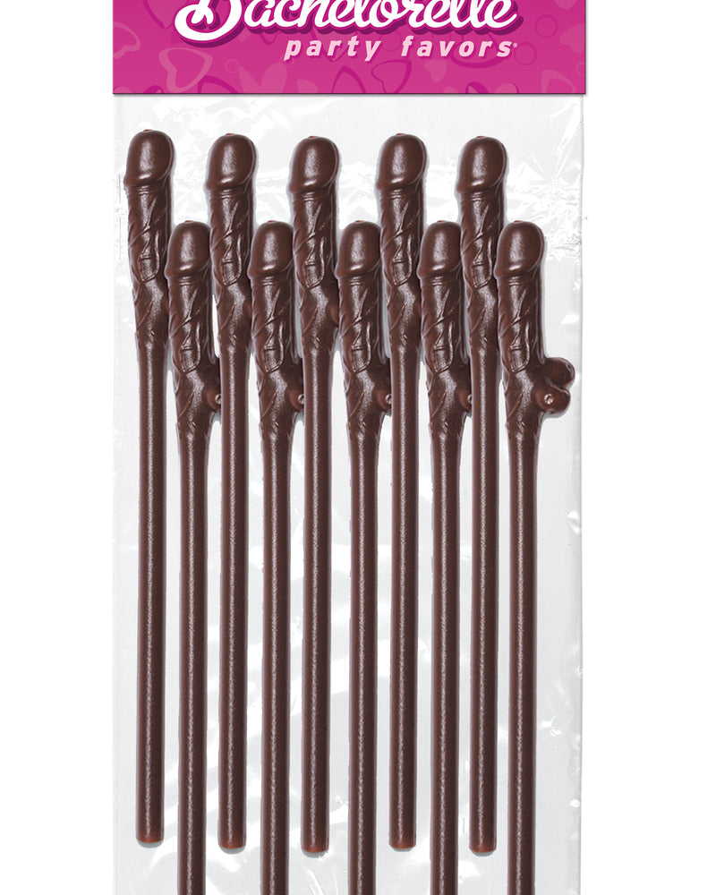 "Bachelorette Party Favors 10 Dicky Sipping Straws Brown PD6203-04"