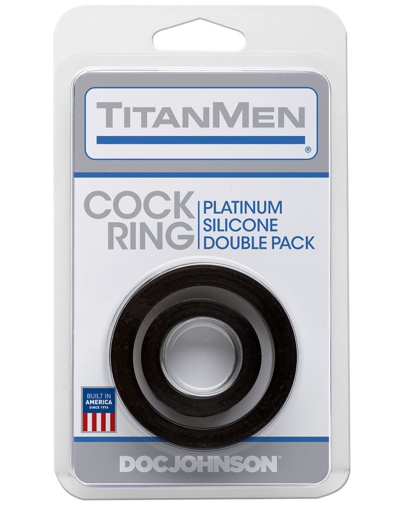 Titanmen Cock Ring Platinum Silicone Double Pack - Black