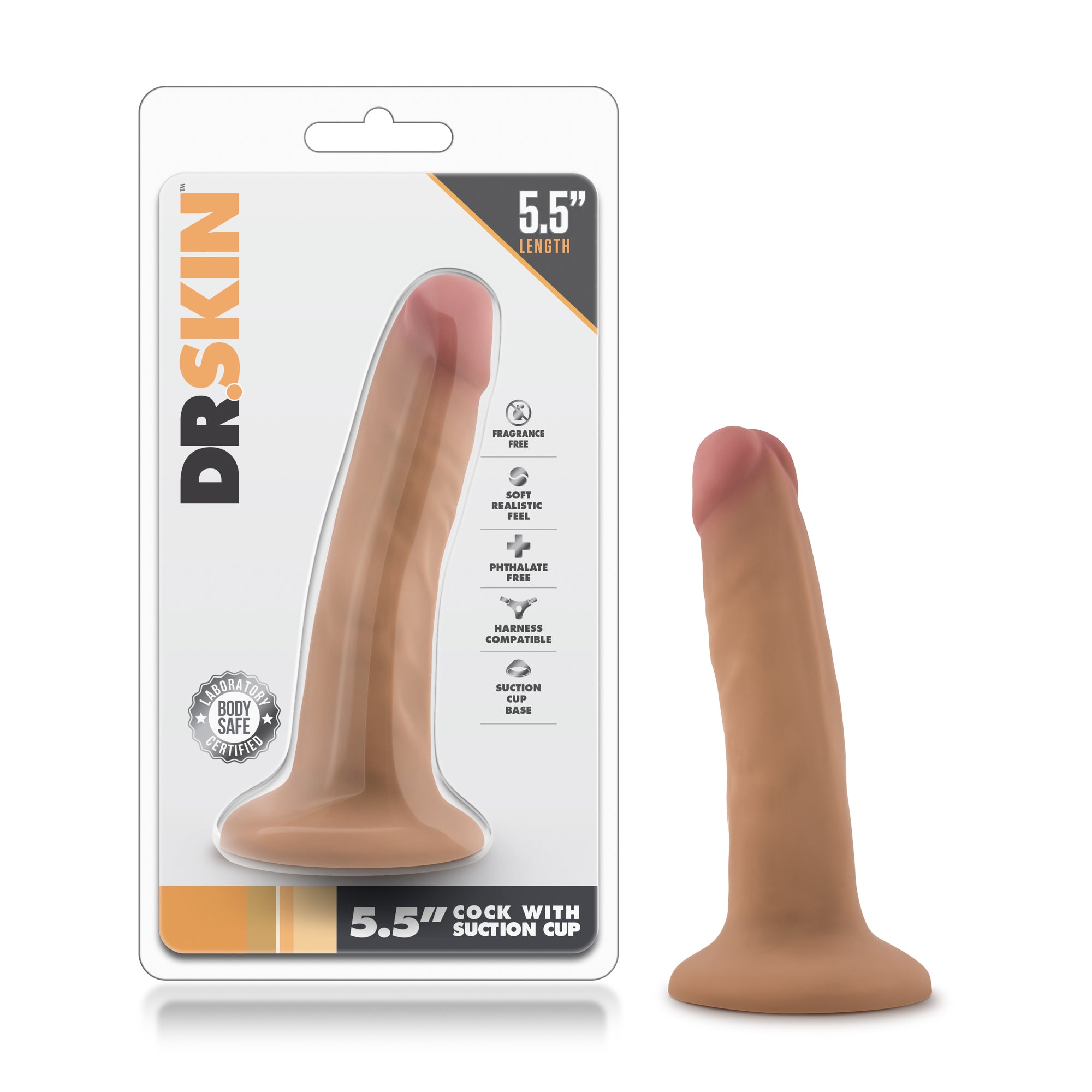 "Dr. Skin - 5.5 Inch Cock with Suction Cup - Mocha BL-14507"