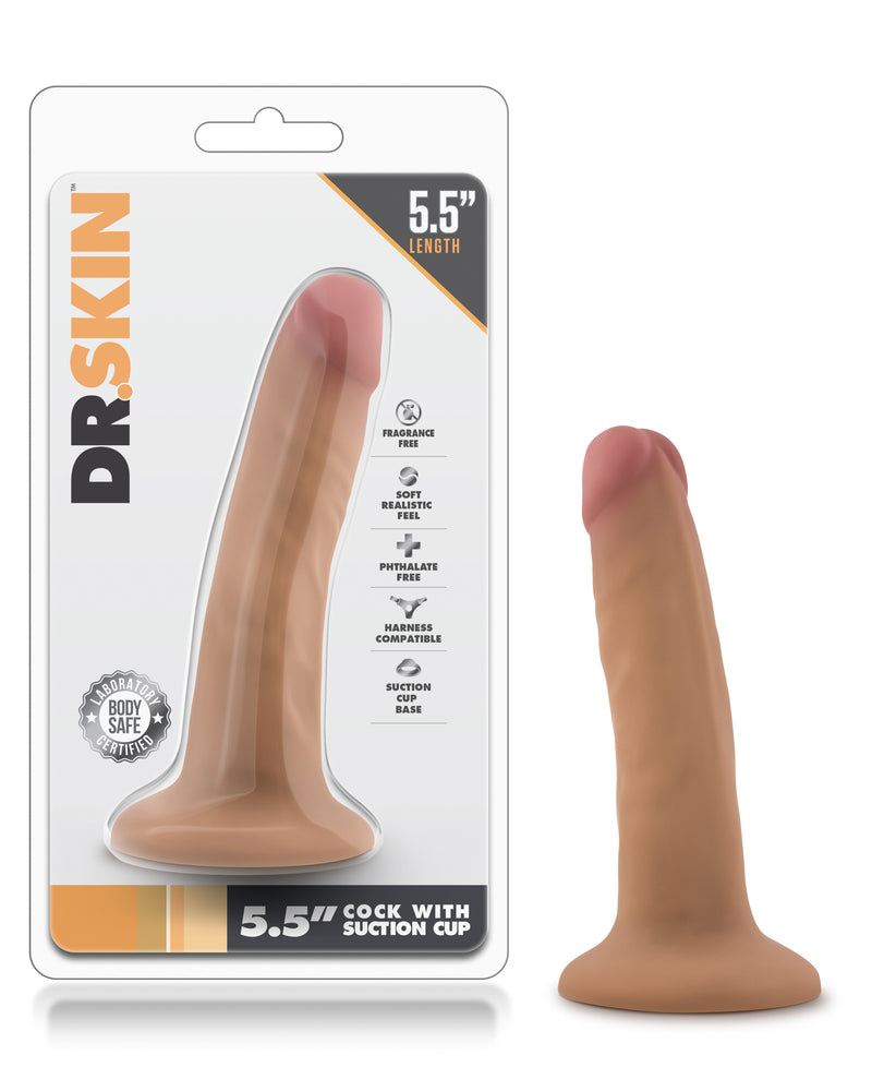 "Dr. Skin - 5.5 Inch Cock with Suction Cup - Mocha BL-14507"
