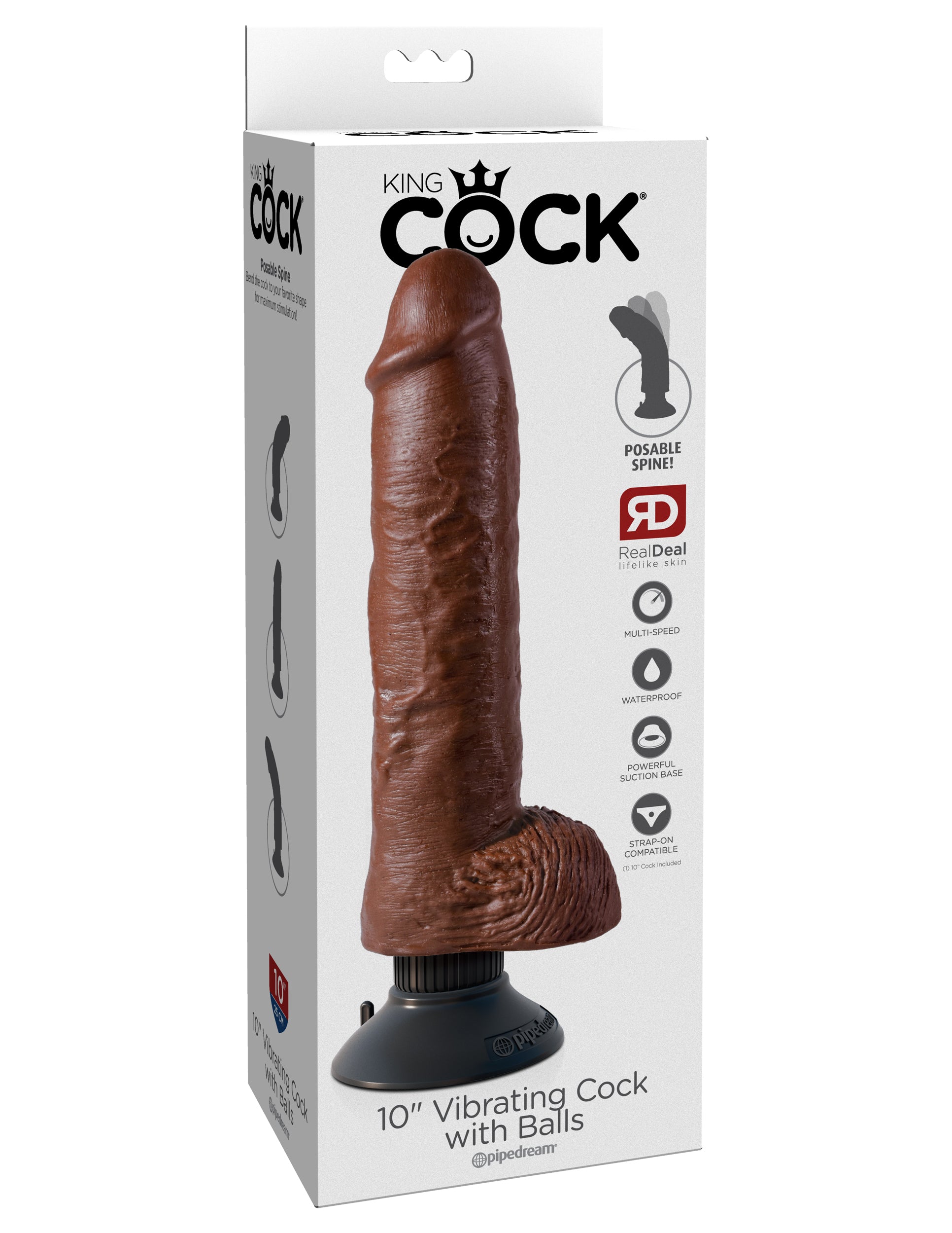 King Cock 10-Inch Vibrating Cock With Balls - Brown