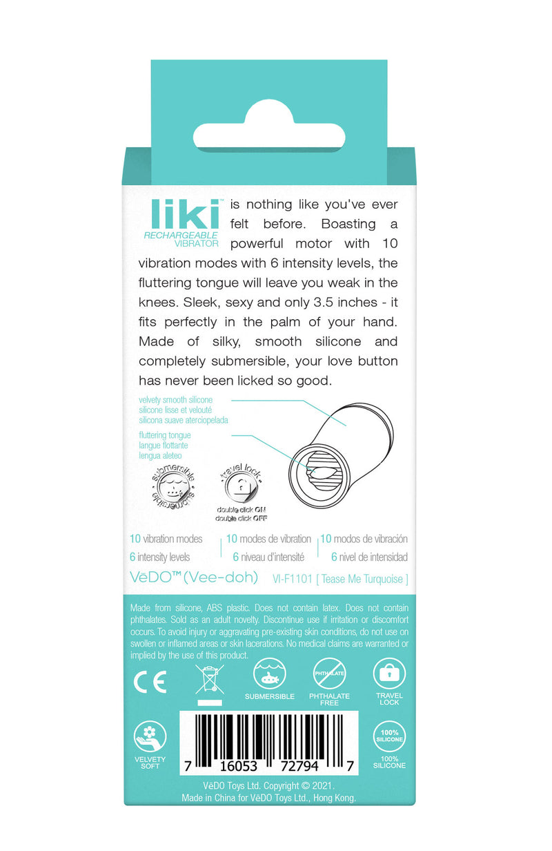 "Liki Rechargeable Flicker Vibe - Tease Me Turqoise VI-F1101"