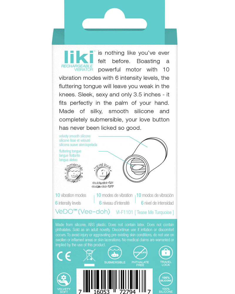 "Liki Rechargeable Flicker Vibe - Tease Me Turqoise VI-F1101"