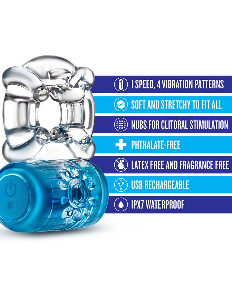 "Play With Me - Pleaser Rechargeable C-Ring - Blue BL-31912"