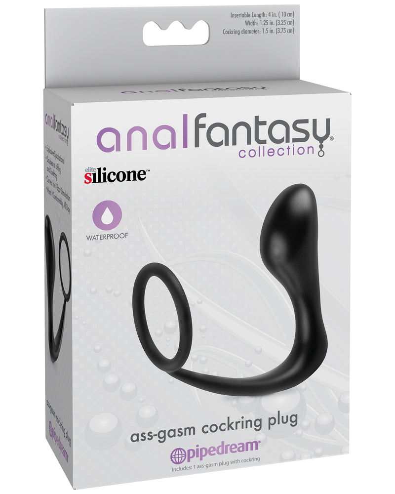 Anal Fantasy Collection Ass Gasm Cockring Plug - Black