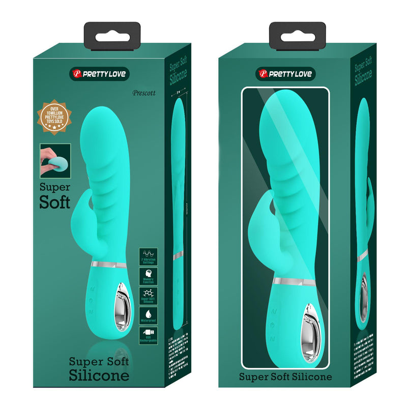 "Prescott Super Soft Rabbit Silicone Vibrator - Vibrator -Teal BI-014635-4"