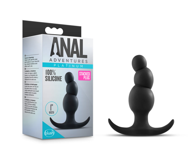 "Anal Adventures Platinum - Stacked Plug - Black BL-18525"