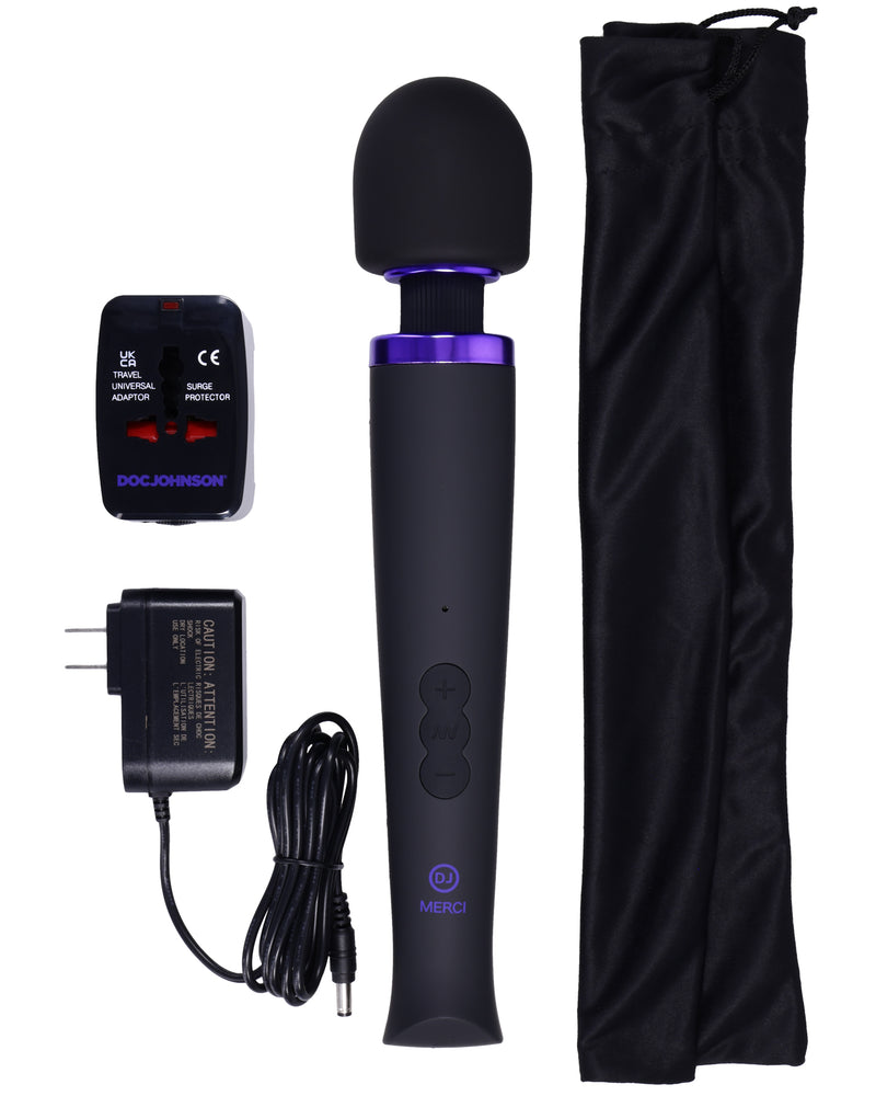 Merci - Rechargeable Power Wand - Ultra - Powerful Silicone Wand Massager - Black
