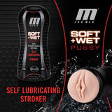 "M for Men - Soft and Wet - Pussy With Pleasure Ridges and Orbs - Self Lubricating Stroker Cup - Vanilla BL-84023"