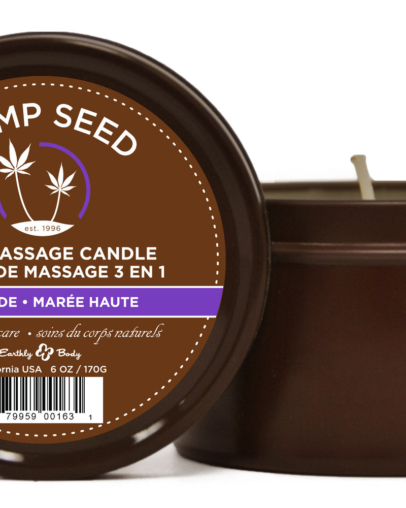 "Hemp Seed 3-in-1 Massage Candle - High Tide - 6 Oz. EB-HSC053"