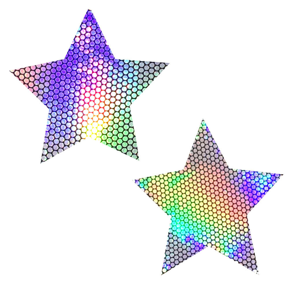 "Liquid Party Silver Holographic Starry Nights Nipztix Pasties NN-LP-STR-NS"