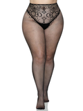 French Cut Backseam Fishnet Tights - Black - 1x/2x