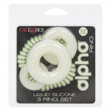 Alpha Glow-in-the-Dark Liquid Silicone 3 Ring Set - White