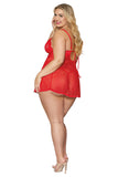 "Babydoll and G-String - Queen Size - Lipstick Red DG-12701LRDQ"