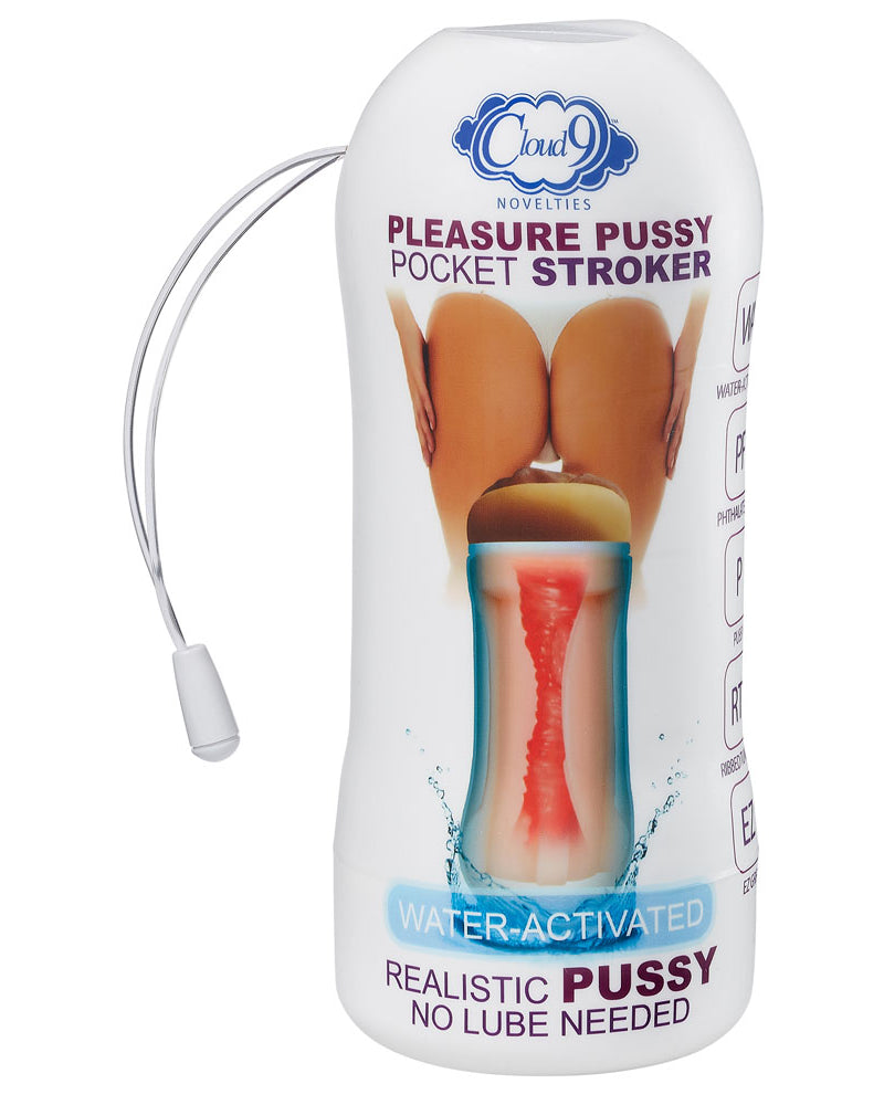 Pleasure Pussy Pocket Stroker Water Activated - Tan