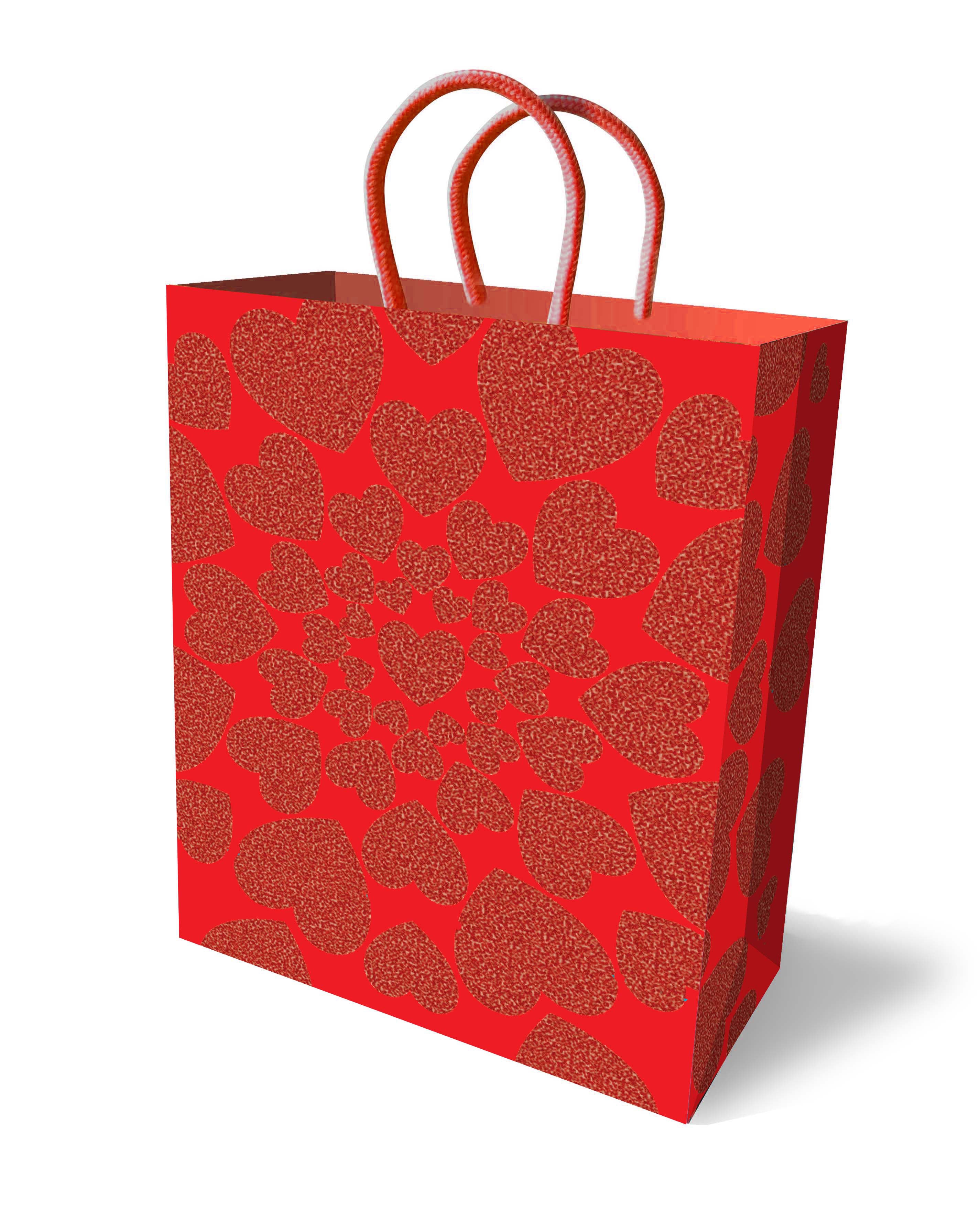 "Glitter Heart Gift Bag - Red LG-LGP026"