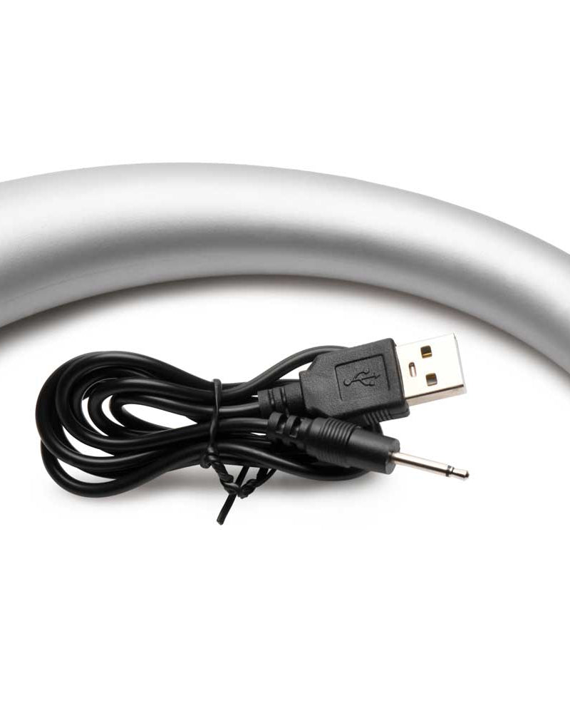 "10x Vibra-Crescent Silicone Dual Ended Dildo - Silver MS-AH112-SIL"