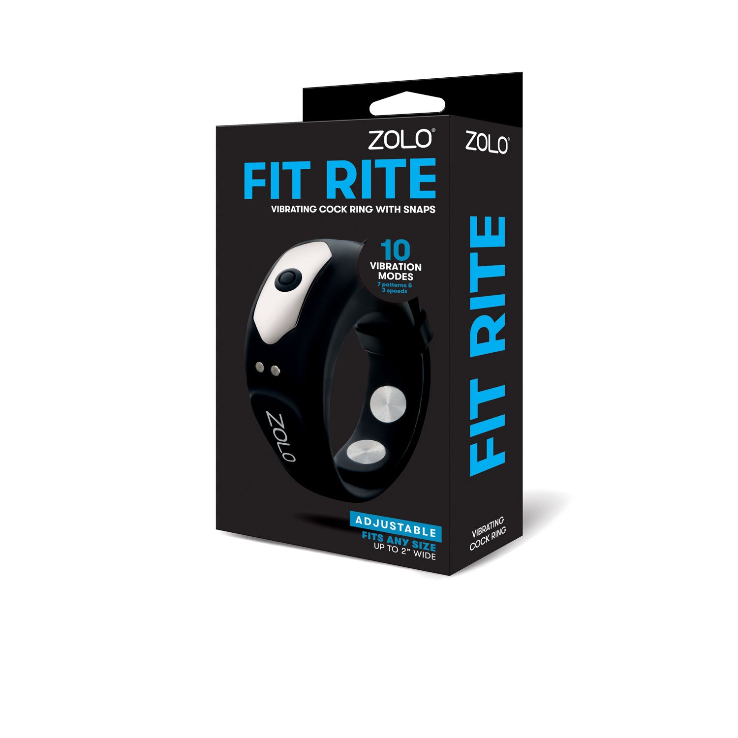 "Zolo Fit Rite Vibrate Cock Ring with Snaps - Black X-ZO-6071"