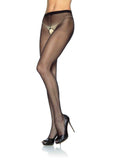 "Sheer Crotchless Pantyhose - Queen Size - Black LA-1905Q"