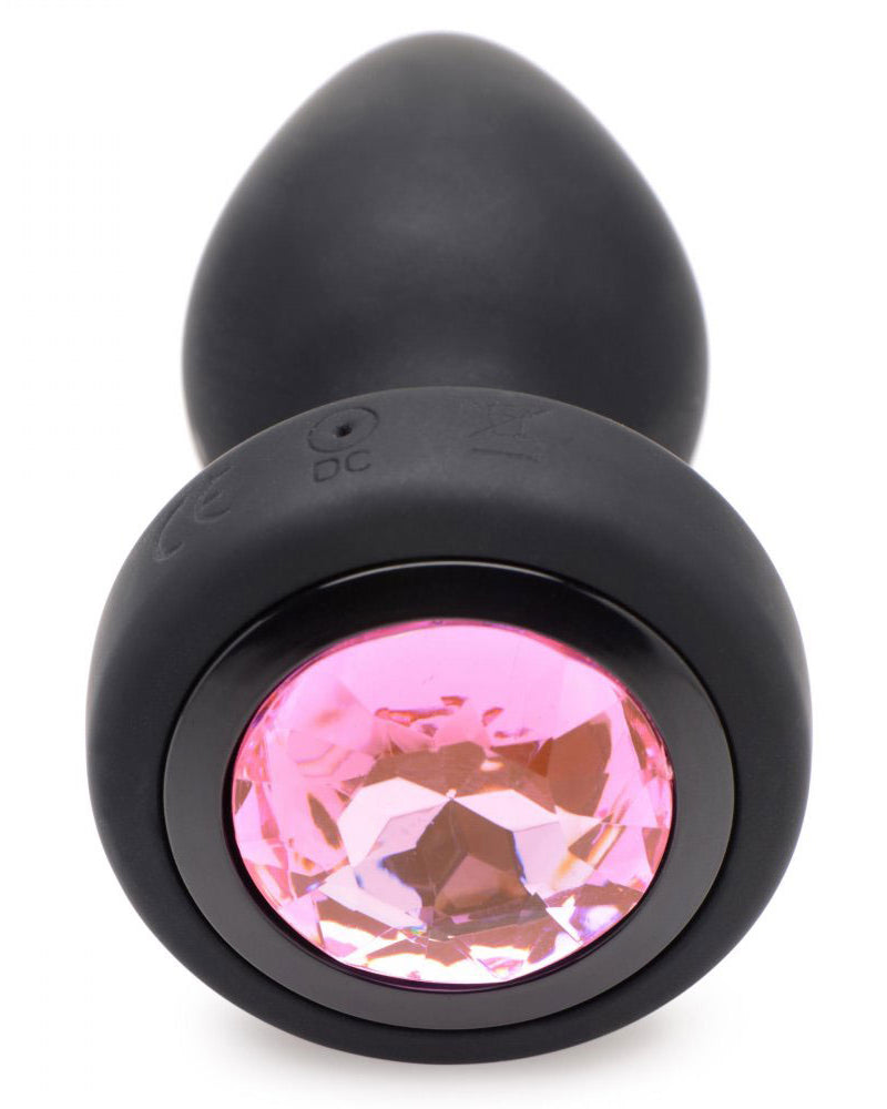 "28x Silicone Vibrating Pink Gem Anal Plug With Remote - Small BTYS-AG965-SML"