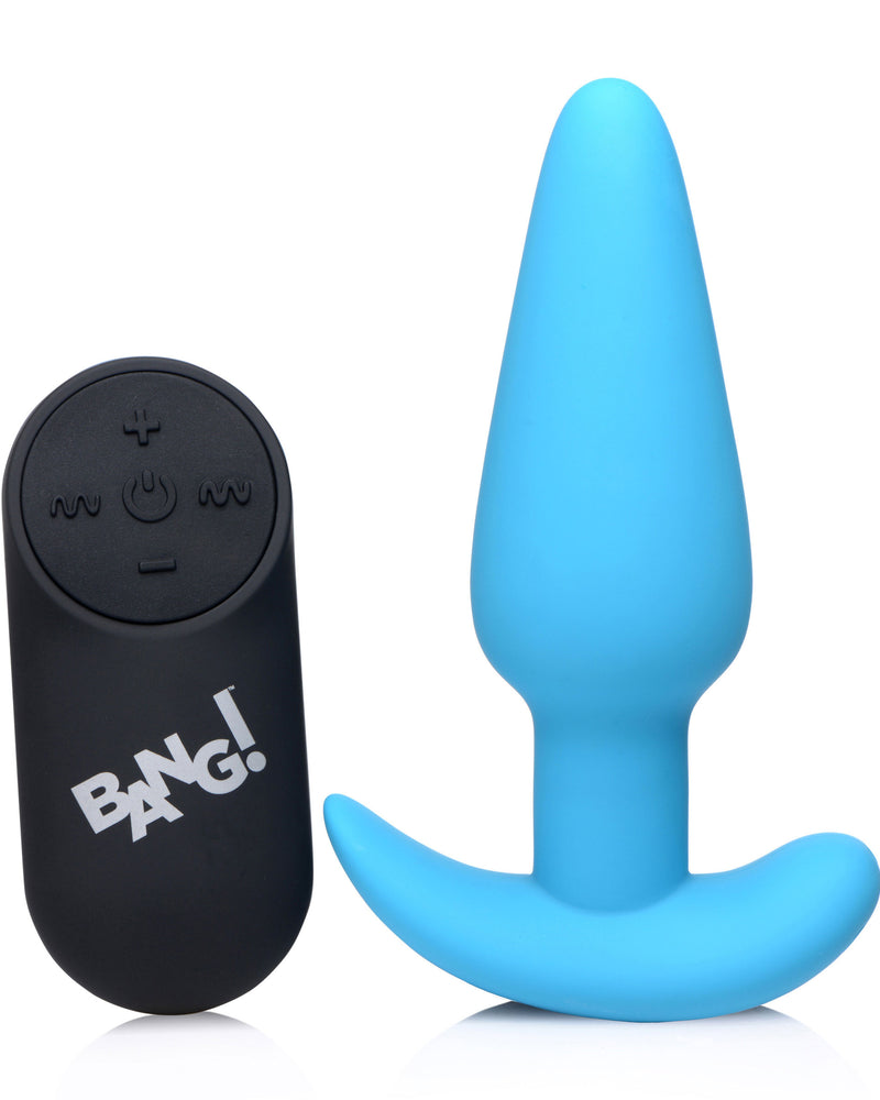 21x Silicone Butt Plug With Remote - Blue