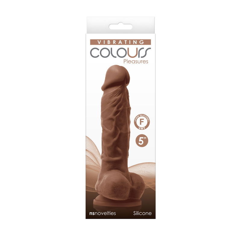 "Colours - Pleasures - Vibrating - 5 Inch Dildo - Brown NSN-0402-22"