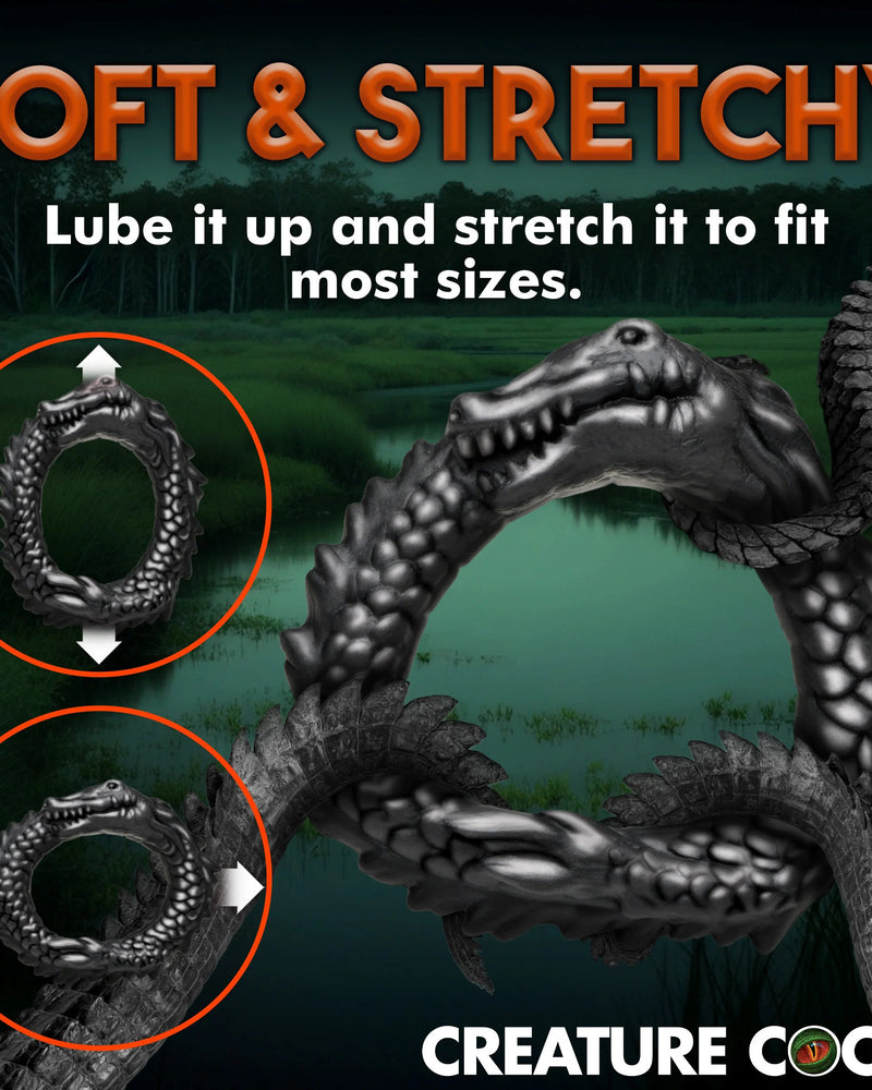 "Black Caiman Silicone Cock Ring - Black CC-AH297"